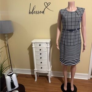 🥰Navy Blue and White Striped Dress